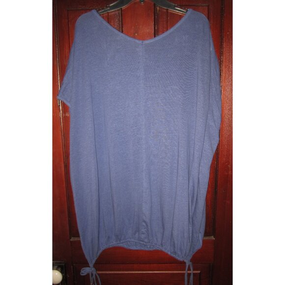 Lysse NY L XL Stretch Knit Linen Tunic Top Tee Shirt Blouse Ties Pocket Slouchy - Picture 2 of 3